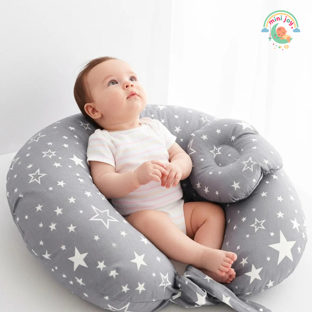 Cloud-Soft Gray Star Baby Nursing Pillow