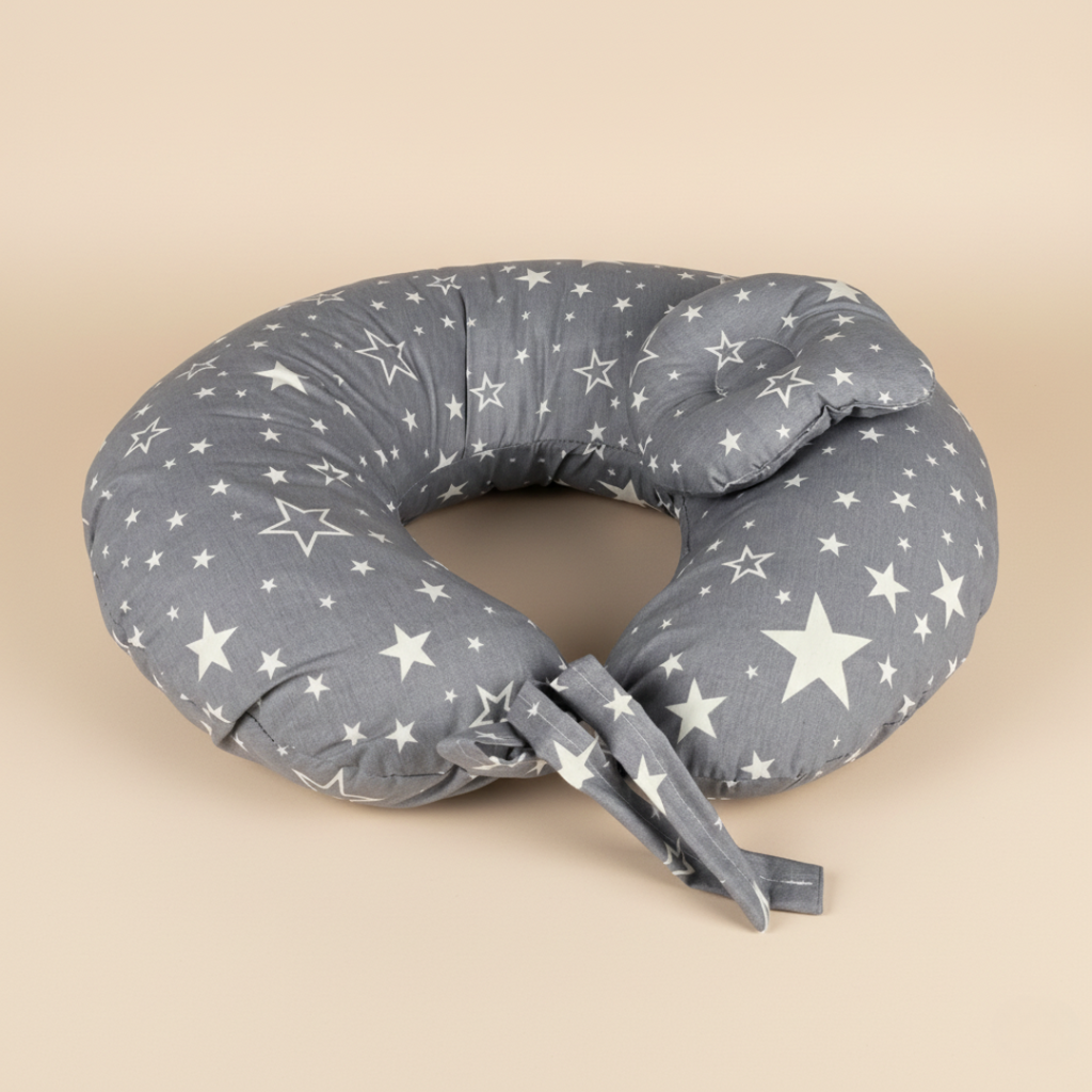Cloud-Soft Gray Star Baby Nursing Pillow