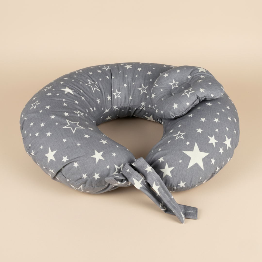 Cloud-Soft Gray Star Baby Nursing Pillow