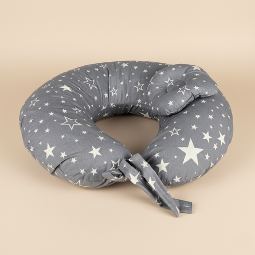 Cloud-Soft Gray Star Baby Nursing Pillow