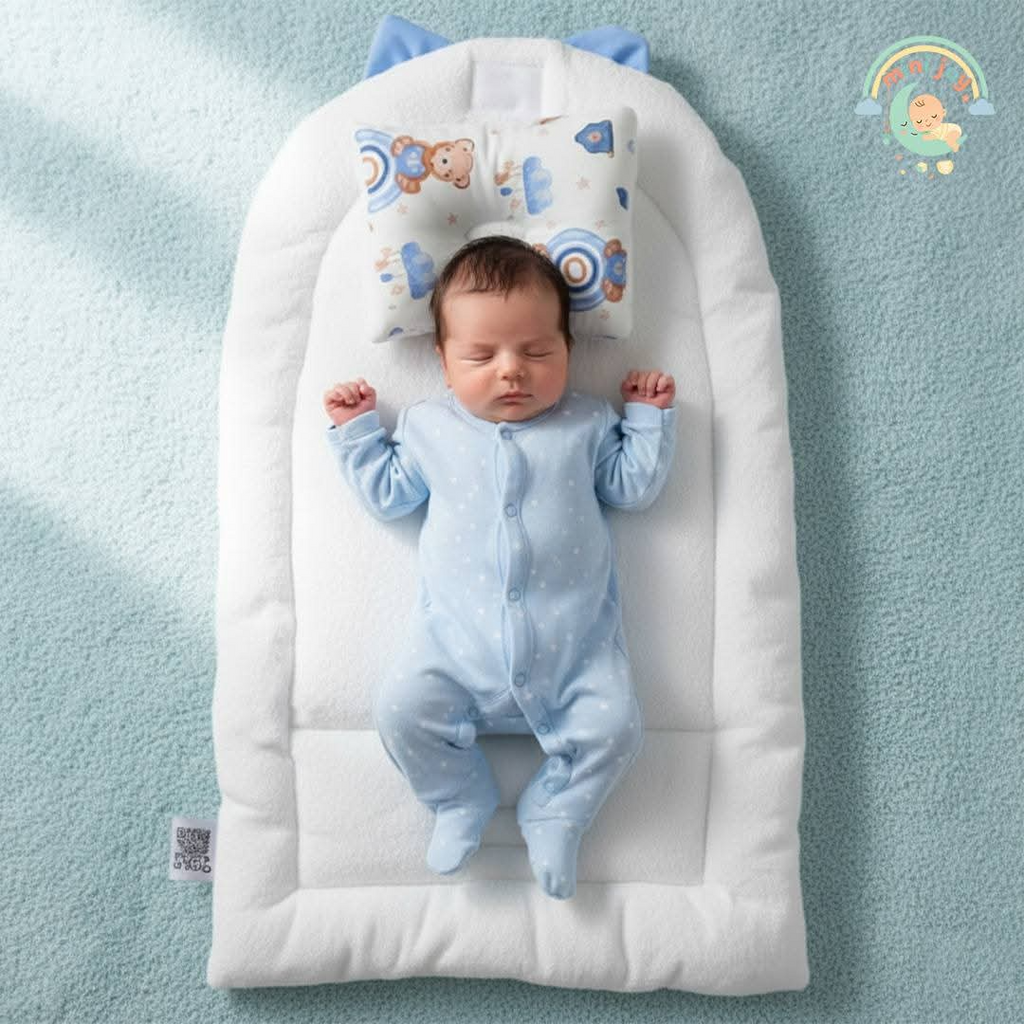 Baby Sleep Lounger with Bear & Cloud Head - Changing Mat