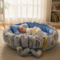 Circular Baby Nest - Light Blue Rainbow