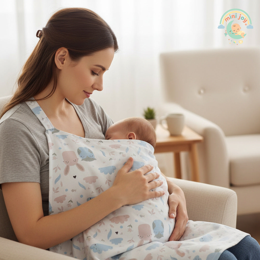 Nursing Cover - Brown & Blue Hugs