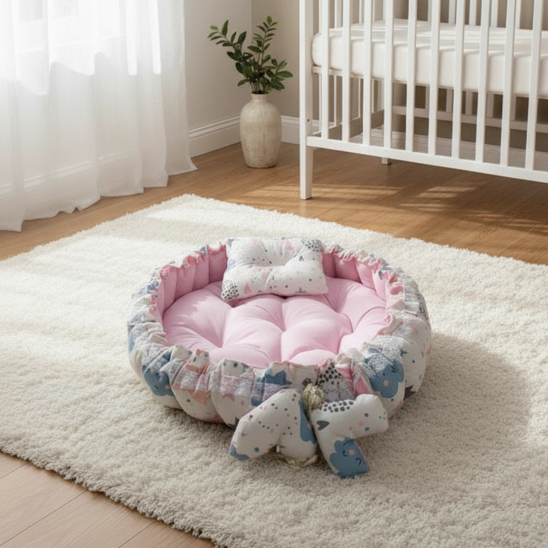 Circular Baby Nest - Pink Stars