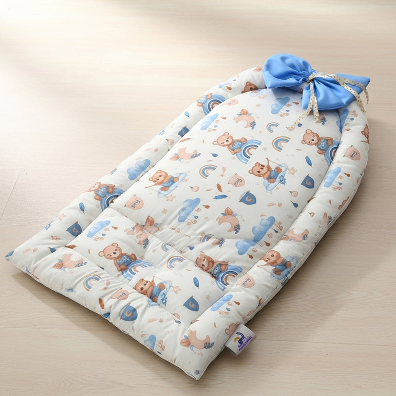 Baby Sleep Lounger with Bear & Cloud Head - Changing Mat